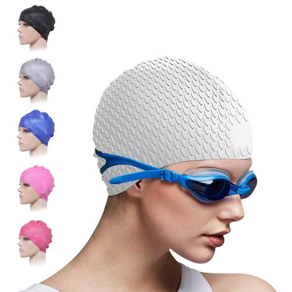 Gorros de natación Wen Mujeres Gafas de natación impermeables Conjunto de gorros de silicona Mujeres Pelo largo Gorro de baño grande Hombres Natación Gafas de buceo Equipo Nuevo 240328