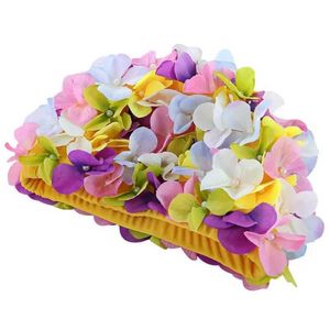 Bonnets de natation femmes fleurs colorées bonnet de bain casquette de source chaude sport piscine beau chapeau taille libre femmes casquette YQ240119