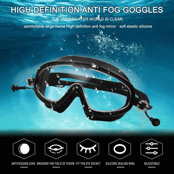 Gafas de natación Tapones para los oídos Hombres Mujeres Prescripción Profesional Adulto Gafas de natación Gafas de buceo ópticas impermeables