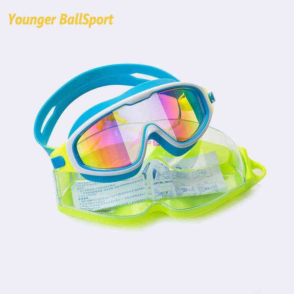 Lunettes de natation enfants anti-buée protection UV clair vision large lunettes de natation avec bouchon d'oreille pour 6-15 ans enfants étanche cool Y220428