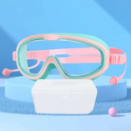 Gafas de natación para niños impermeables antifog UV Protección UV Gafas de natación ajustables con tapones para los oídos 415 años para niños gafas 240416