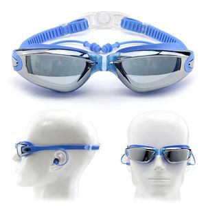 Goggles de natation adultes professionnels nage de natation hommes femmes antifogerons verres de piscine bouchons d'oreille réglables imperméables optique 240416