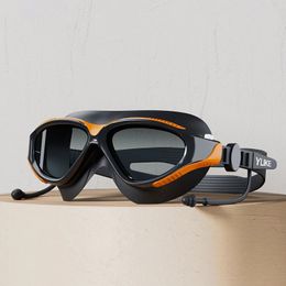 Gafas de natación con pendientes de marco para adultos gafas de natación ajustables adecuadas para hombres profesionales de alta definición anti fog gafas de silicona 240425