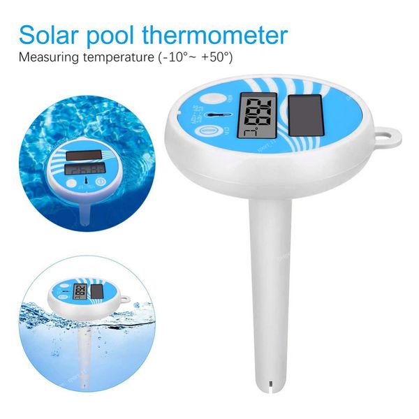 Thermomètre de piscine numérique flottant Thermomètre de piscine extérieure à énergie solaire Écran LCD étanche Thermomètre de spa Accessoires de piscine