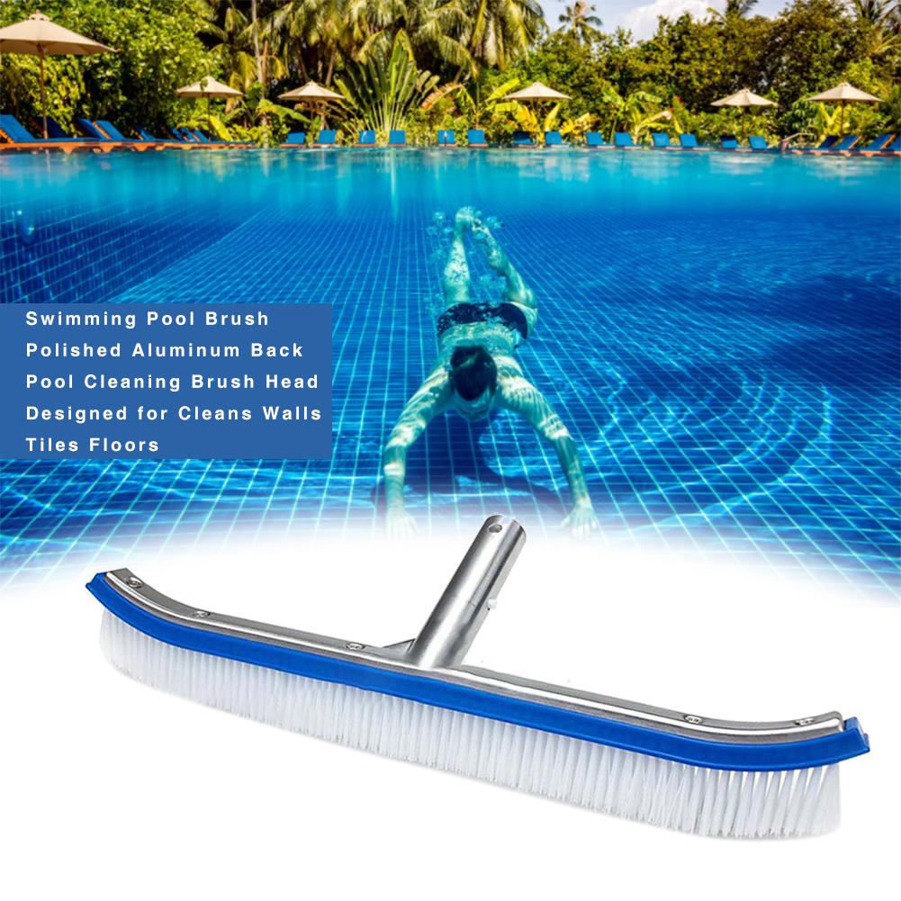 Brosse de piscine en aluminium poli, tête de brosse de nettoyage arrière de piscine conçue pour nettoyer les murs, les carreaux et les sols