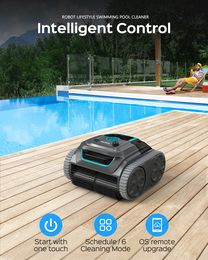 Robot nettoyeur de piscine aspirateur électrique sans fil pour carrelage, PVC, mosaïque, ciment, batterie lithium-ion 6400 mAh, temps de travail 160-200 min