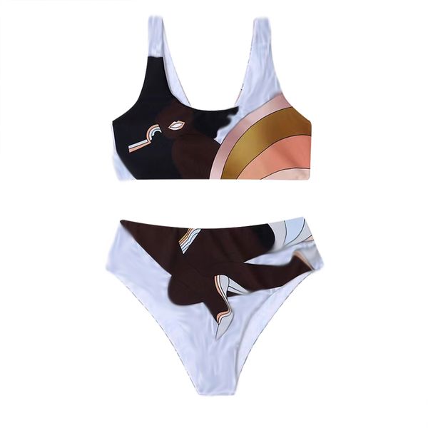 Maillot de bain Les motifs de dessins animés sont mignons et sexy Les filles chaudes partent en vacances à la plage Lettre Designer Femmes Bikinis Maillots de bain Vacances Spa Maillots de bain Confort sexy 2 pièces