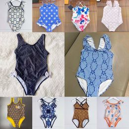 Traje de baño Lindo de una pieza de verano Hilo de rayas Niños Cabeza Patrón de verificación Chica Traje de baño Conjunto Moda Ropa cómoda Bikinis para niños P9IY #