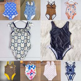 Niños de una pieza de hilo de rayas traje de baño lindo verano cabeza patrón de verificación niña traje de baño conjunto moda ropa cómoda bikinis para niños F7wv #