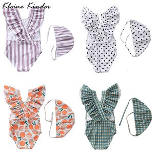 Zwempak kinderen vliegende mouw mooie meiden zwemkleding polka stippen baby bikini badpak een stuk strand kinderen zwemmen 240415