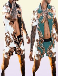 Swimsuit Men039s Summer Tracksuit Hawaii Bouton à manches courtes belles chemises imprimées Shorts sets vêtements 8750924