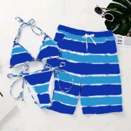 Traje de baño Swim Trunk Bikini Set Mujeres Hombres Raya Trajes de baño Cortos Trajes de baño rápidos Sexy255N