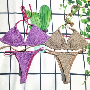 Maillot de bain femmes lettre imprimé Bikini Triangle sac Sexy mode maillots de bain pour femmes