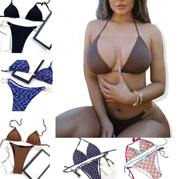 Maillots de bain Designer Femmes Bikinis Maillots de bain sexy Sangle claire Maillot de bain Chaîne Lettre Imprimer Maillots de bain Dames Maillot de bain Vêtements de plage Été