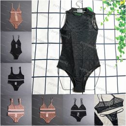 Badpakken Set Ucci Badmode Dames Strandbad Tweedelige set Bikini's Mesh Borduurwerk Perspectief Kant Sexy badkleding