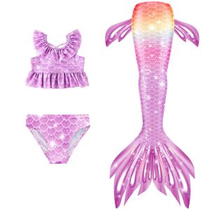 Traje de baño Traje de baño para niñas pequeñas de 2 a 12 años Traje de baño para niñas pequeñas Trajes de baño para niños con cola de sirena Conjunto de bikini para niñas Trajes de playa para nadar