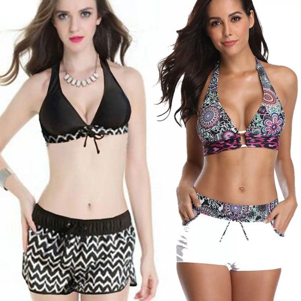 Traje de baño 2020 nuevo Bóxer grande 5XL traje de baño de dos piezas para mujer talla grande XXXL traje de baño Bandeau Bikini estampado playa Tankini traje de baño