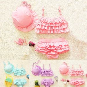 Traje de baño 2021 Nuevo verano lindo bebé bikini traje de baño conjunto niños bebé niña bikini volante traje de baño traje de baño traje de baño traje de baño de tres piezas