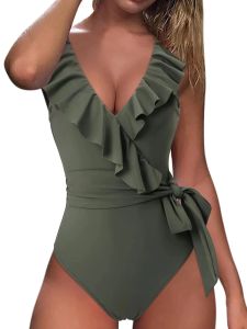 Swimwear 2023 Nouveau Sexy Ruffle One Piece Swimsuit Female Female Sweetwear Women Bandage Bathing mail