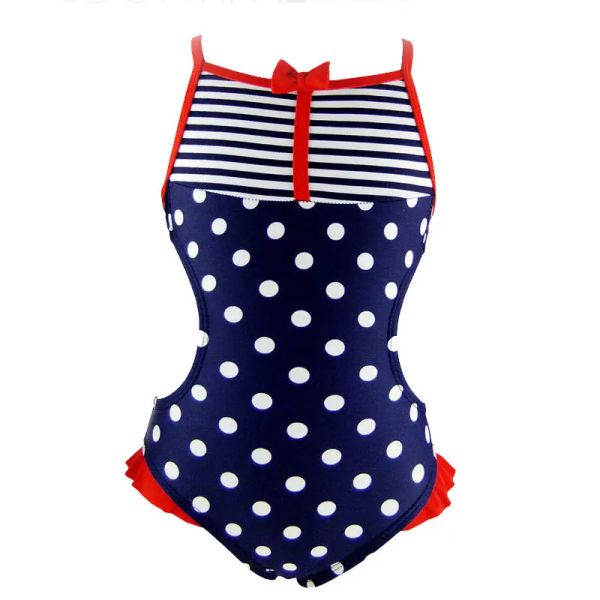 Maillots de bain 2024 nouvelle Europe et américain enfants maillot de bain filles une pièce à pois maillots de bain filles maillot de bain en gros