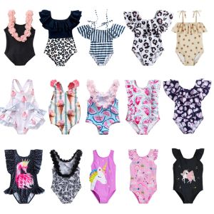 Swimwear 2024 Summer 15 ans Girls Swimsuit One Piece Swimsuit Flower Léopard Printing Swimwear for Children Summer Bikini Bathing