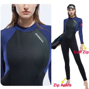 Traje de baño Trajes de Neopreno de una Pieza de Neopreno de 5 mm Traje de baño de Manga Larga Protección UV para Surf/Buceo/Snorkel/Traje de natación