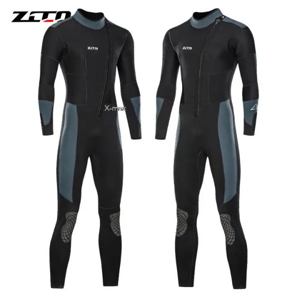 Traje de baño de neopreno de 5mm para hombre y mujer, traje de buceo de manga larga, pesca submarina, surf, equipo de traje de baño cálido