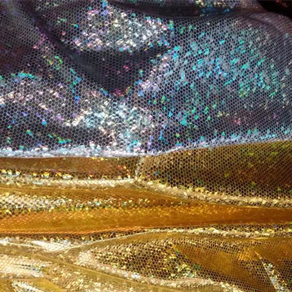 Swimwear All Side Elastic Spandex bronzing Tissu laser coloré petit nid hexagonal matériau holographique bikini tissu diy