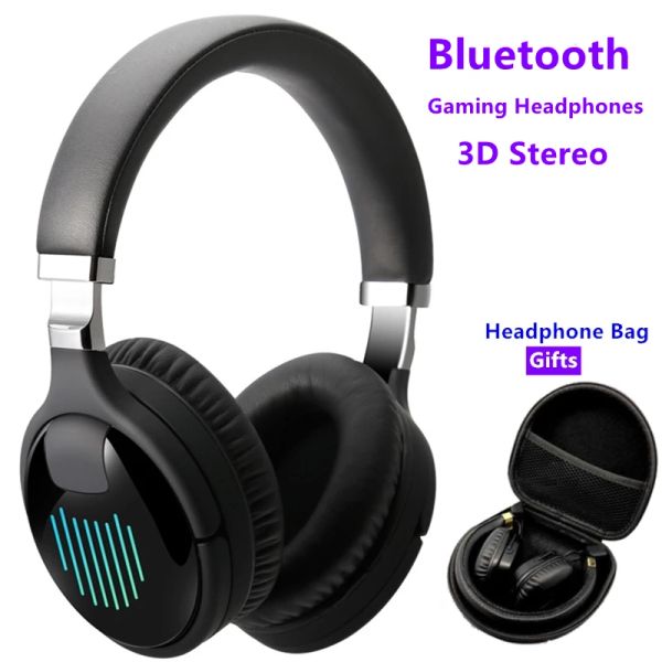 Swimwear Bluetooth Wireless Gaming Headphones 3D stéréo Sound Music Noise réduction du casque avec micro Case de sac Mic FM TF