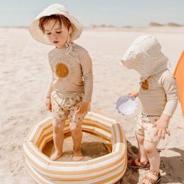 Badmode Kinderen Vakantie Badpak met lange mouwen Zomer Baby Jongens Zonnebrandcrème Badpak Top met lange mouwen + korte zwemkleding voor meisjes