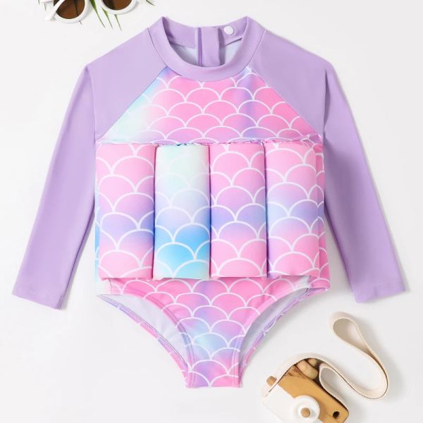 Swimwear Children's Buissiation de maillot de bain à manches longues à manches longues pour les filles de sirène violette de maillot de bain pour bébé de maillot de bain