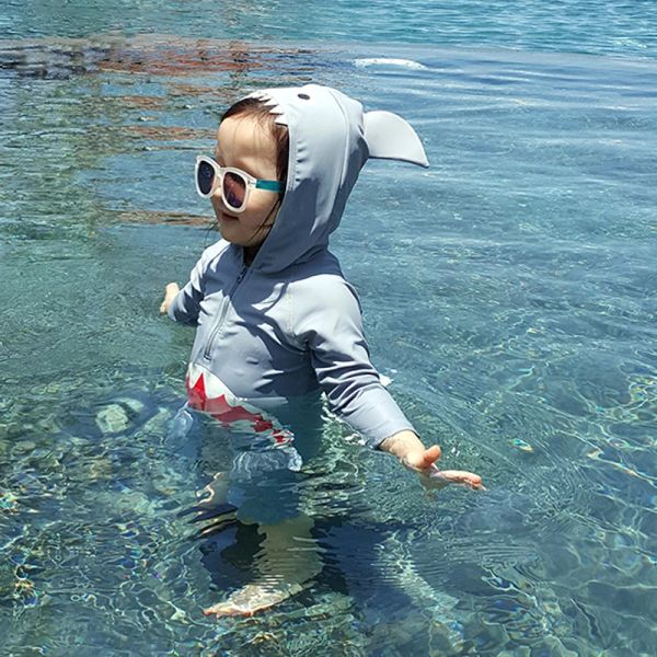 Swimwear Children's One Piece Swwear Shark mignon pour bébé / enfants garçons et filles Sunroproof Fast Dry Swimming Fssuit de baignade