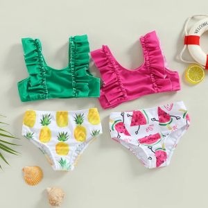 Swimwear Children Swimwear Two Piece Watermelon Ananas Swimsuit For Girls 2023 Bikini Set Knowsuit Know