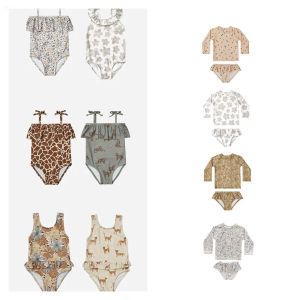 Maillots de bain cerf Jonmi 2023 été bébé filles plage maillot de bain bikini à manches longues imprimé résistant au soleil une pièce enfants volants maillots de bain