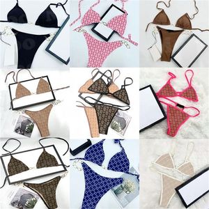 Swimwear designer zwempakken voor vrouwen sexy bikini ondergoed borduurbrief Letter mode metalen ketting bikini badpakken 14 stijlen293t