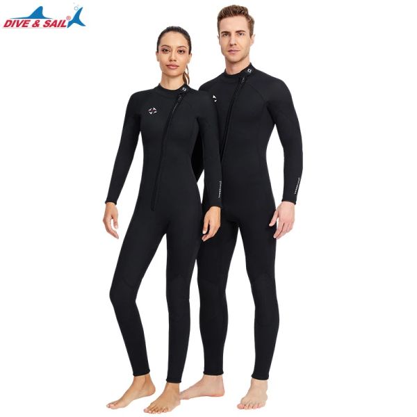 Maillots de bain Dive Sail 3mm néoprène plongée combinaison hommes femmes maillot de bain hiver chaud plongée en apnée maillot de bain chasse sous-marine noir 4xl Front Zip