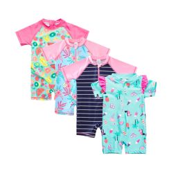 Swimwear Ere badkleding voor meisjes kinderen zwempak één stuk baby badpak korte mouw nylon strandkleding upf50+ zonbescherming sunsuit