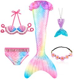 Swimwear Fantasy Children Sirène Tails Swimming Party Cosplay Costumes Halloween Little Mermaid Girls Bikini Set Bathing Fild