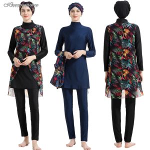 Badmode Mode Dubbellaags Zwemtops en Lange Broek Badmode Badpak Vrouwen Moslim Badmuts Hijab Volledige Cover Burkinis Sets S4XL