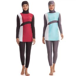 Maillot de bain Hijab, Burkini, manches longues, musulman, costume de bain pour femmes, vêtements islamiques, Patchwork, couleur musulmane, nouvelle collection
