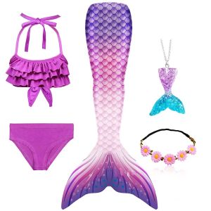 Maillots de bain enfants sirène queues maillot de bain pour filles enfants baignade plage nageable fleur sirène Costume pas Monofin maillots de bain vêtements