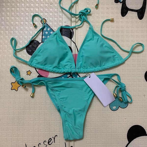 Traje de baño Verde claro Sólido Bikini Conjunto Dos piezas Bikinis 2022 Vendaje Sexy Push Up Trajes de baño XL Ropa de playa Traje de baño Mujer Trajes de baño Biquini Mujer