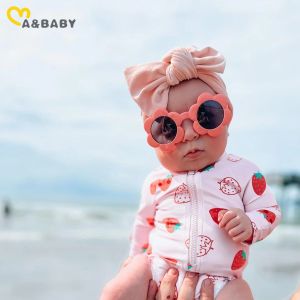 Maillots de bain mababy 6M3Y nouveau-né infantile enfant en bas âge bébé fille maillot de bain à manches longues volants fraise maillot de bain imprimé maillot de bain maillots de bain