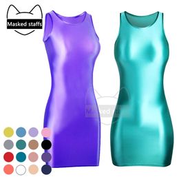 Badmode GEMASKEERD PERSONEEL Zijdezachte glanzende jurk sexy vest strakke jurk Casual een stap rok Yoga sport paraplujurk feestjurk