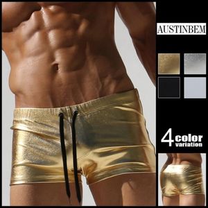 Swimwear Men Metallic Gold Imprimé de maillot de bain pour hommes Trunks Mens Mens Swim Sungas de Praia Homens 23805271W