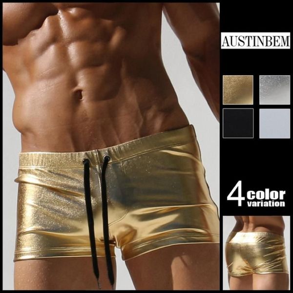 Swimwear Men Metallic Gold Imprime de maillot de bain Men de bain pour hommes Men de natation Mentes de natation Sungas de Praia Homens 23805271B