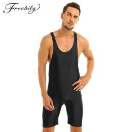 Maillots de bain Maillot de bain une pièce pour hommes sans manches solide modifié lutte singulet boxer sous-vêtements serrés extensible gymnastique body costumes