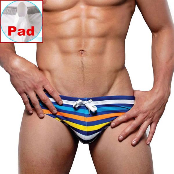 Maillots de bain Maillots de bain sexy taille basse pour hommes Maillots de bain bikini Maillots de bain rayés avec coussinet push-up Été chaud Maillots de bain pour hommes Maillot de bain