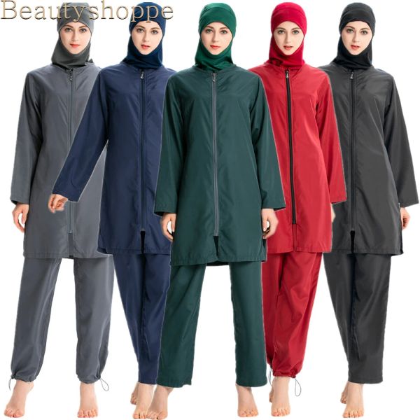 Maillot de bain musulman pour femmes islamiques, Hijab modeste, Burkinis, vêtements de plage, couverture complète