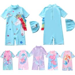 Swimwear New Girls Surfing costume kid mignon princesse vêtements de natation d'été Unicorn Childwwwwear One Piece Mermaid Cartoon Baby Swimsuit